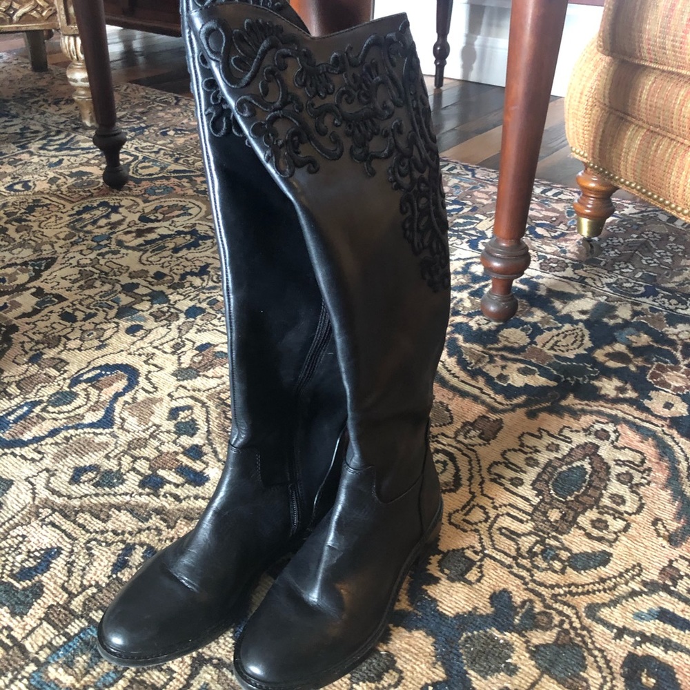 Black leather boots